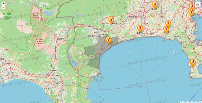 神奈川県のヤオコーの店舗地図