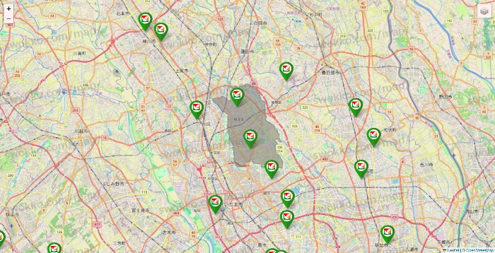 埼玉県のヨーク系（ヨークマート、ヨークフーズ、ヨークプライス、コンフォートマーケット）の店舗地図