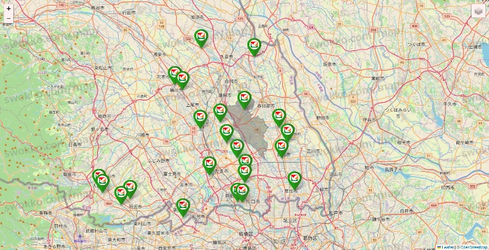 埼玉県のヨーク系（ヨークマート、ヨークフーズ、ヨークプライス、コンフォートマーケット）の店舗地図