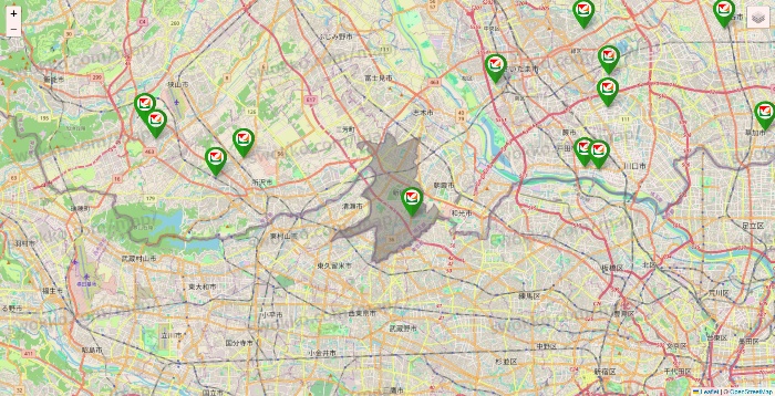 埼玉県のヨーク系（ヨークマート、ヨークフーズ、ヨークプライス、コンフォートマーケット）の店舗地図