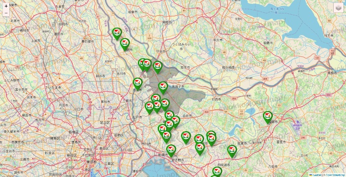 千葉県のヨーク系（ヨークマート、ヨークフーズ、ヨークプライス、コンフォートマーケット）の店舗地図