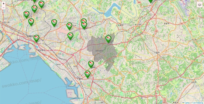 千葉県のヨーク系（ヨークマート、ヨークフーズ、ヨークプライス、コンフォートマーケット）の店舗地図