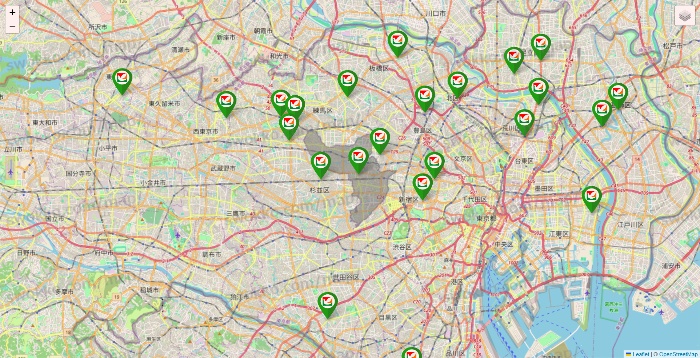 東京都のヨーク系（ヨークマート、ヨークフーズ、ヨークプライス、コンフォートマーケット）の店舗地図
