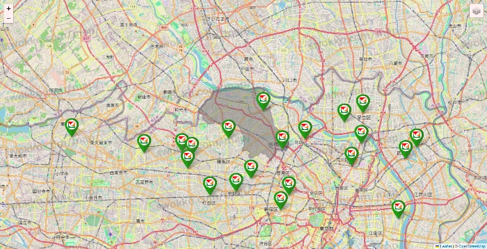 東京都のヨーク系（ヨークマート、ヨークフーズ、ヨークプライス、コンフォートマーケット）の店舗地図