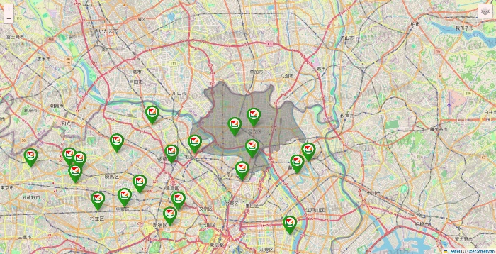 東京都のヨーク系（ヨークマート、ヨークフーズ、ヨークプライス、コンフォートマーケット）の店舗地図