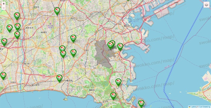 神奈川県のヨーク系（ヨークマート、ヨークフーズ、ヨークプライス、コンフォートマーケット）の店舗地図