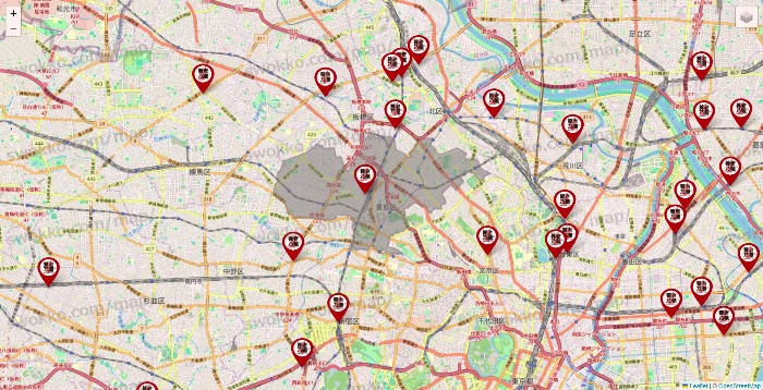 東京都の養老乃瀧の店舗地図