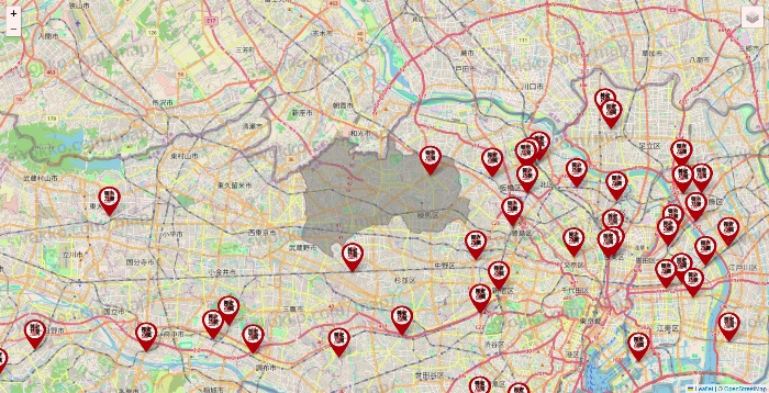 東京都の養老乃瀧の店舗地図