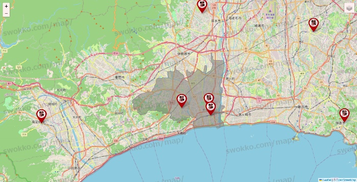 神奈川県の養老乃瀧の店舗地図