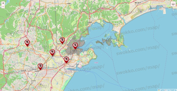 宮城県の養老乃瀧の店舗地図