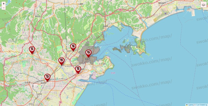 宮城県の養老乃瀧の店舗地図