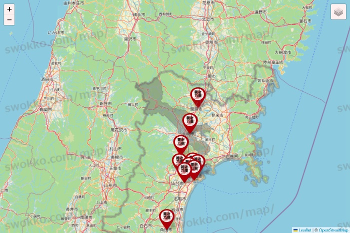 宮城県の養老乃瀧の店舗地図