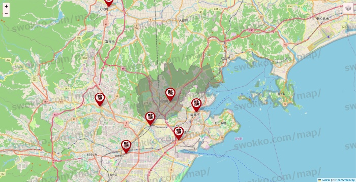 宮城県の養老乃瀧の店舗地図