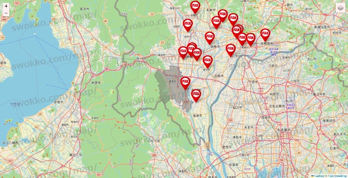 岐阜県の代々木ゼミナール（＆サテライン予備校）の校舎地図