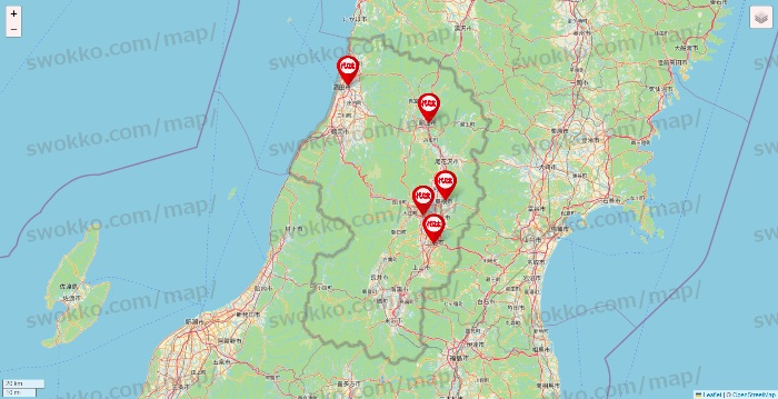 山形県の代々木ゼミナール（＆サテライン予備校）の店舗地図