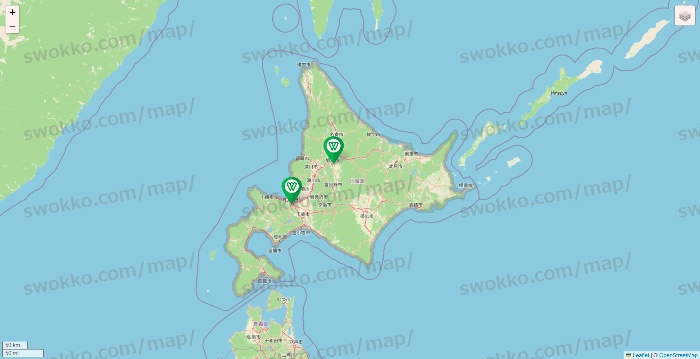 北海道のツヴァイ（ZWEI）の店舗地図